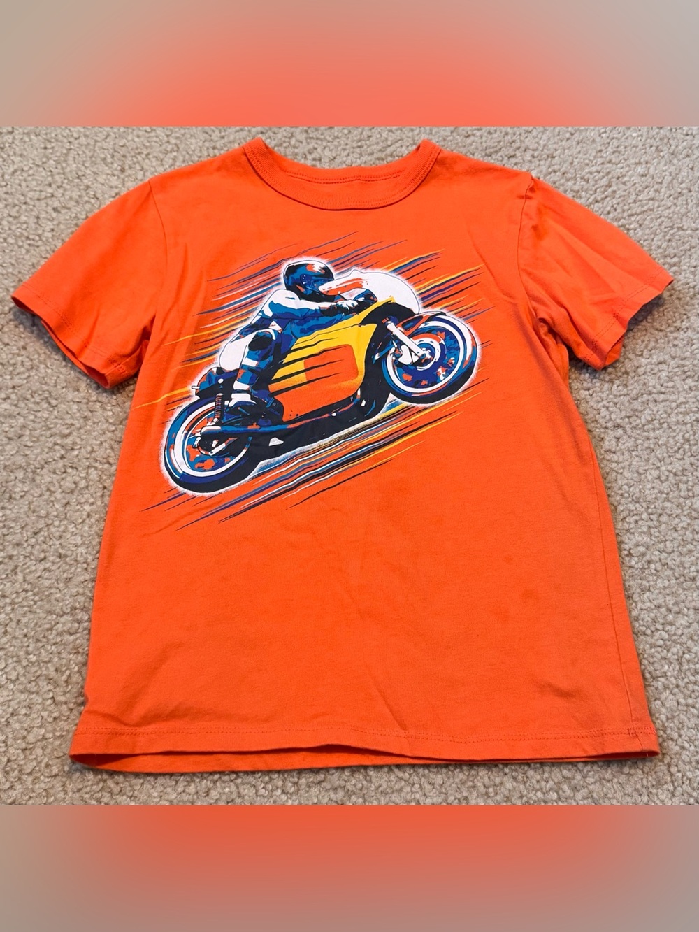 Orange Short-Sleeve Motorcycle Graphic Tee Size S (5/6)